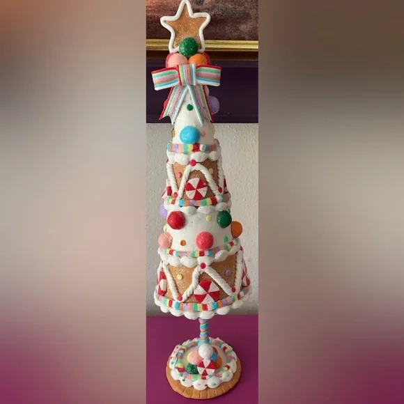 Cupcakes & Cashmere Candy Cane Gingerbread Christmas Tree Holiday Decor - Picture 1 of 5